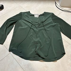 Rory Beca Olive Green Criss Cross 3/4 Sleeve Top